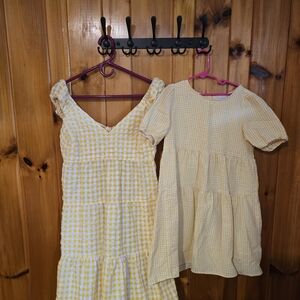 Old Navy Yellow Checkered Kids Dress Set